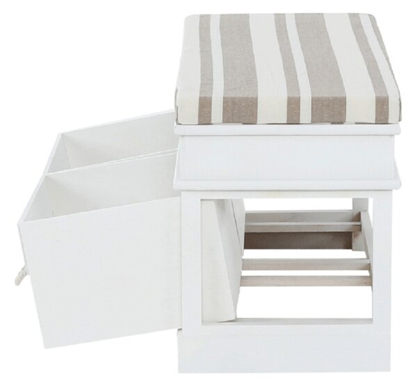 KONDELA Lavica s vankúšom, 2 šuplíky, biela/svetlohnedá, SEAT BENCH 1 NEW