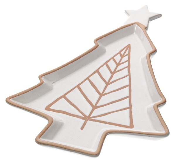 Kameninový tanier Beige Christmas Tree scandi