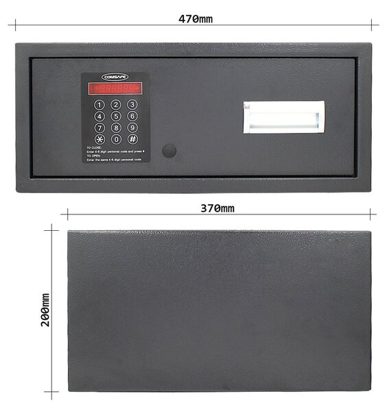 Nábytkový šuplíkový trezor, MOTION 1, elektronický zámok, 200 x 470 x 370 mm