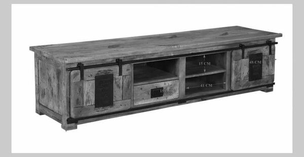 IRON II. TV stolík 200x55 cm, mango, prírodná