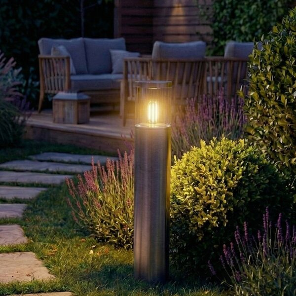 OSRAM päticová lampa ENDURA CLASSIC EBRO, nerezová oceľ, 49 cm IP44, Hliník / sivá / zinok, Nehrdzavejúca oceľ, Moderný