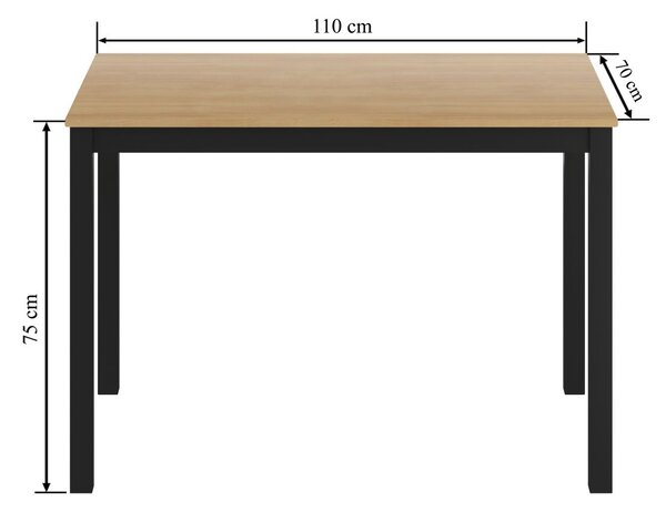 Dekorstudio Jedálenský stôl SCANDI 110×70 – prírodný dub / čierna konštrukcia
