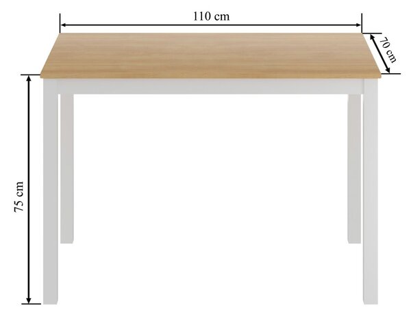 Dekorstudio Jedálenský stôl SCANDI 110×70 – prírodný dub / biela konštrukcia