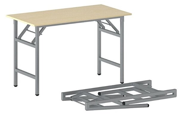 Konferenčný stôl FAST READY, 120x60 cm, sivostrieborná podnož, breza