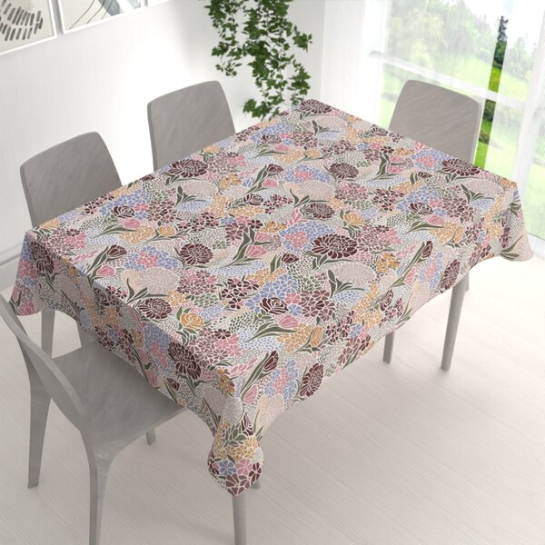 Biante Bavlnený obdĺžnikový obrus Sandra SA-648 Akvarelové kvety na bielom 50x100 cm