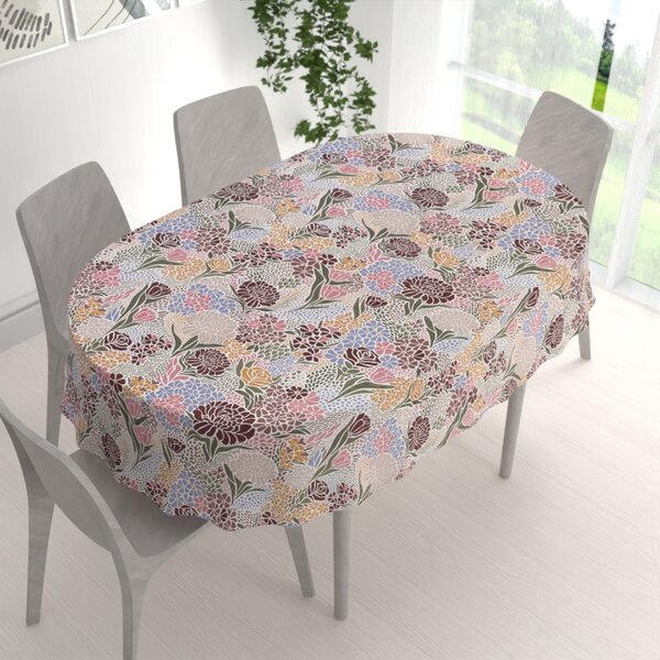 Biante Bavlnený oválny obrus Sandra SA-648 Akvarelové kvety na bielom 50x100 cm
