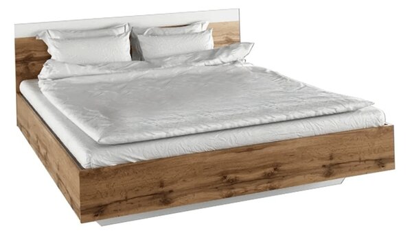 KONDELA Manželská posteľ, 180x200, dub wotan/biela, GABRIELA