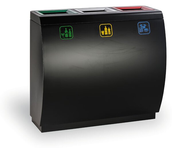 Odpadkový kôš na triedený odpad, 3x50 l, kovový