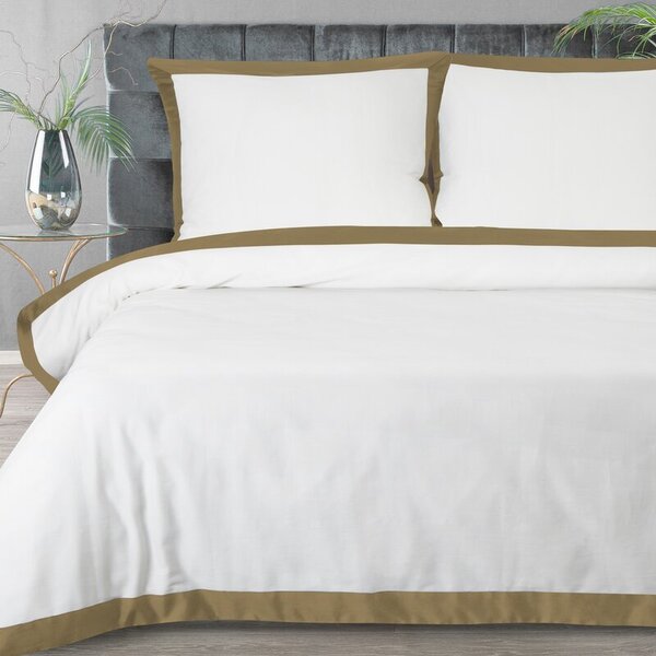 Dekorstudio Exkluzívne posteľné obliečky LAURA - biele so zlatým lémom Rozmer posteľných obliečok: Šírka x Dĺžka: 220x200cm + 2 ks 70x80 cm