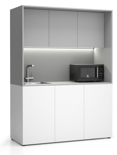 Kuchynka NIKA s drezom a batériou 1481 x 600 x 2000 mm, sivá, ľavé