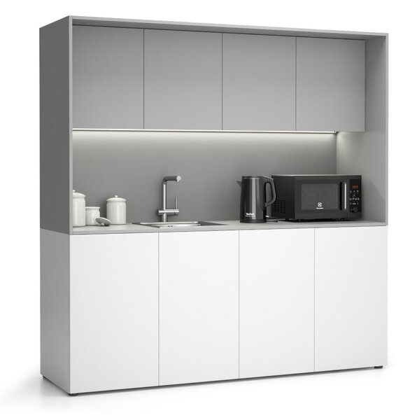 Kuchynka NIKA s drezom a batériou 1963 x 600 x 2000 mm, sivá, ľavé
