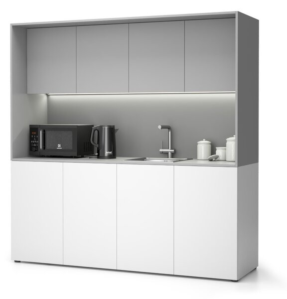 Kuchynka NIKA s drezom a batériou 1963 x 600 x 2000 mm, sivá, pravá