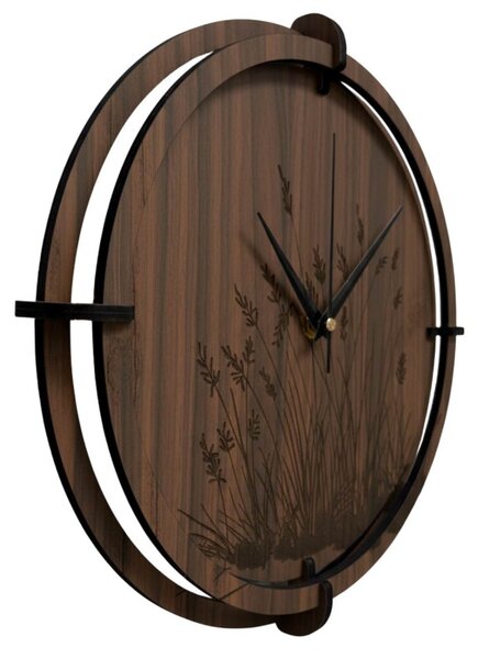 Drevené nástenné hodiny – motív lesa | SENTOP HDF0587-ORECH-WENGE