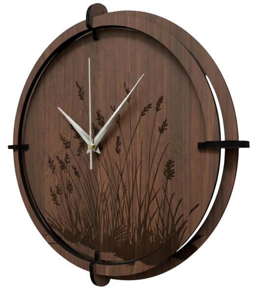 Drevené nástenné hodiny – motív lesa | SENTOP HDF0587-ORECH-WENGE
