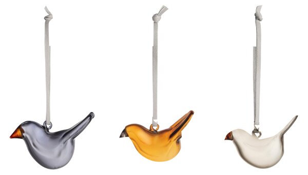 Iittala Sklenené ozdoby vtáčiky Oiva Toikka, mix / 3ks