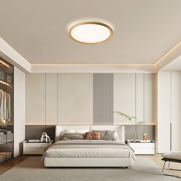 Brilagi-LED stmievateľné stropné svietidlo RIVO LED/72W/230V 3000-6000K drevený dekor pr. 50 cm + diaľkové ovládanie