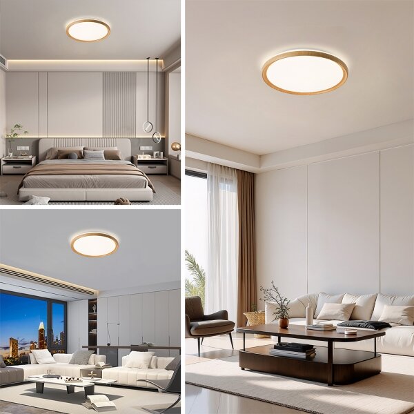 Brilagi-LED stmievateľné stropné svietidlo RIVO LED/72W/230V 3000-6000K drevený dekor pr. 50 cm + diaľkové ovládanie