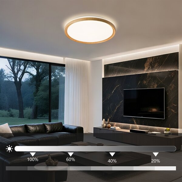 Brilagi-LED stmievateľné stropné svietidlo RIVO LED/72W/230V 3000-6000K drevený dekor pr. 50 cm + diaľkové ovládanie