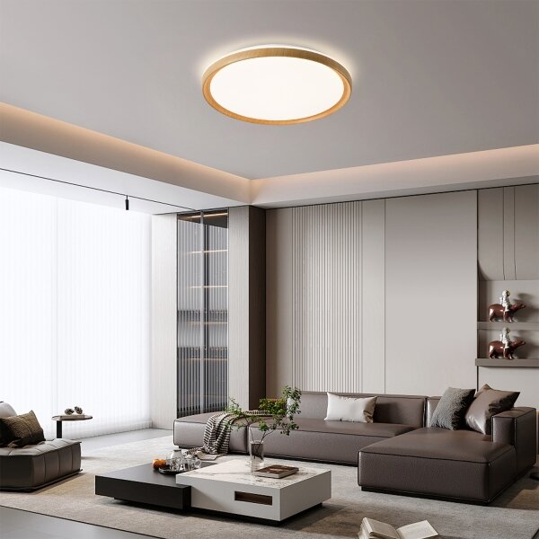 Brilagi-LED stmievateľné stropné svietidlo RIVO LED/72W/230V 3000-6000K drevený dekor pr. 50 cm + diaľkové ovládanie