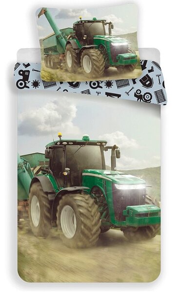 Bavlnený obliečok Traktor green