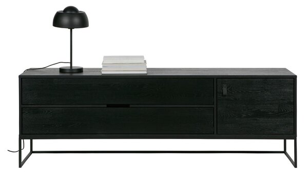 Čierny TV stolík z jaseňového dreva 180x61x44 cm Silas – WOOOD