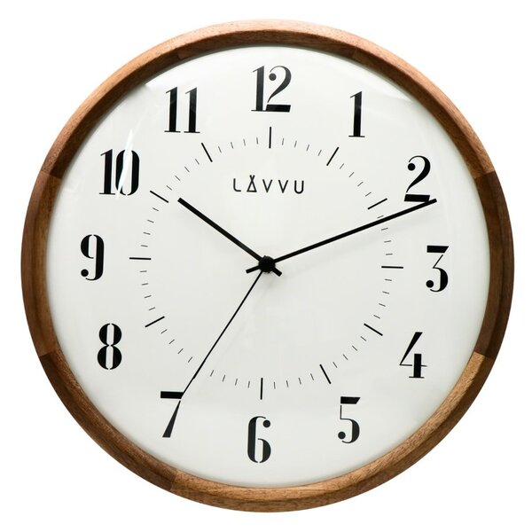 LAVVU Drevené hodiny s plynulým chodom RETRO, pr. 31,5 cm