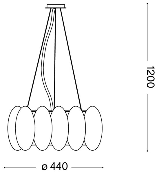 Ideal Lux - Závesné svietidlo OVALINO na lankách 5xE27/60W/230V pr. 44 cm biela