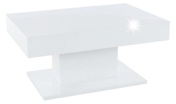 KONDELA Konferenčný stôl s úložným priestorom, biela vysoký lesk, DIKARO