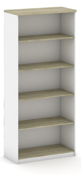 Kancelársky regál MIRELLI, 800 x 400 x 1800 mm, biela/dub sonoma
