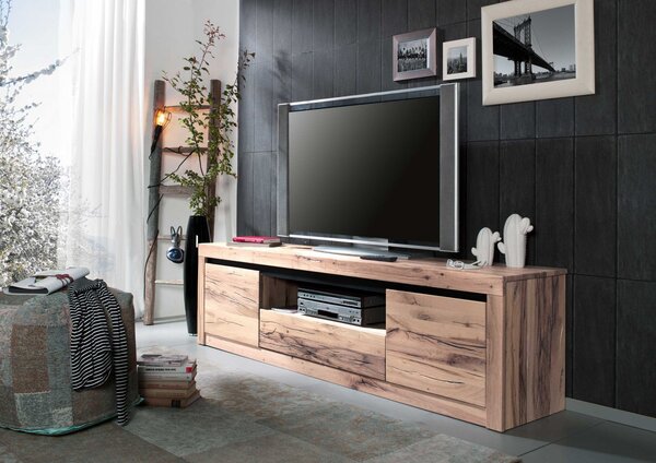 VEVEY TV stolík 202x55 cm, svetlohnedá, dub