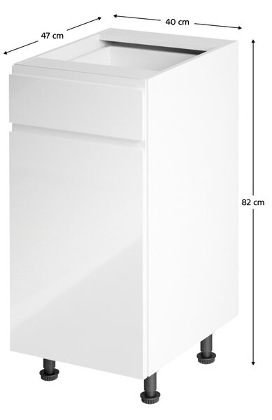 NovýNábytok.sk Dolná kuchynská skrinka D40S14 Aurellia (biela + biely lesk) (L). Vlastná spoľahlivá doprava až k Vám domov. 1015750