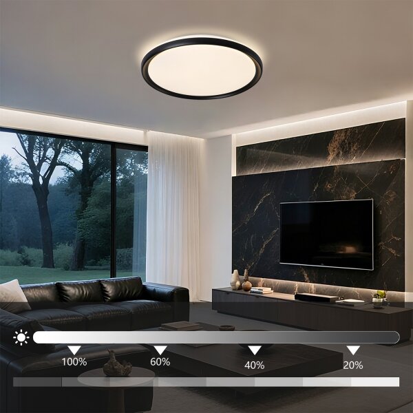 Brilagi - RIVO LED stmievateľné stropné svietidlo LED/72W/230V 3000-6000K, čierne, priemer 50 cm, s diaľkovým ovládaním