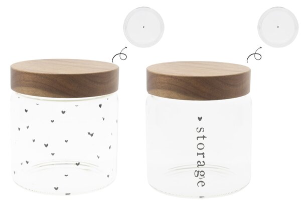 Dóza s dreveným vekom Storage 13 cm nápis
