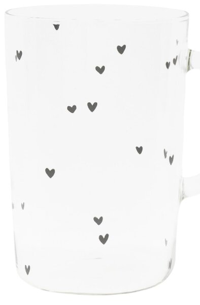 Vysoký sklenený hrnček Hearts 400 ml