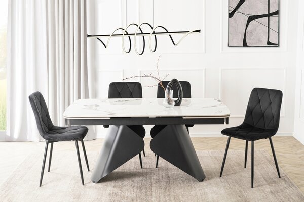 Keramický rozkladací stôl VERONA 160-240 cm biely mramor/čierny