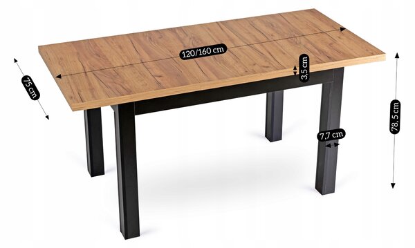 Rozkladací stôl do jedálne dub craft 120 - 160 cm