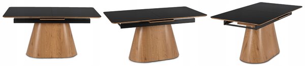LIZBONA Keramický rozkladací stôl 160-200 cm čierny/dub