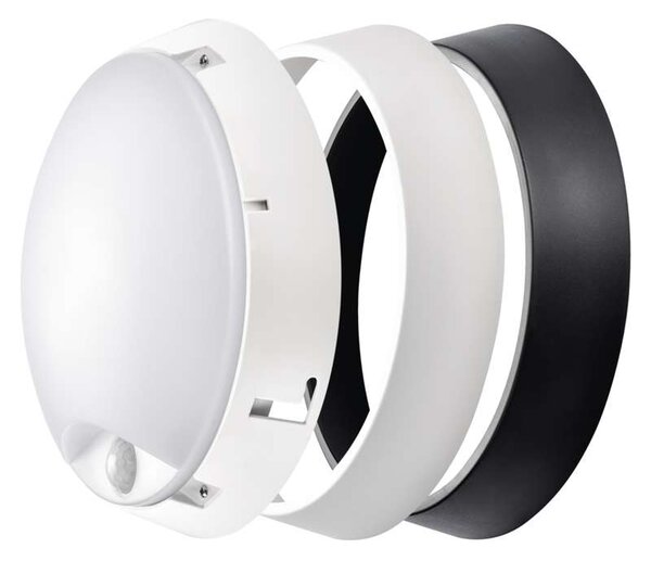 Bielečierne LED stropnínástěnné svítidlo s pohybovým čidlom Zuri 14W IP54 Farba svetla Teplá biela – LED lustre a svietidlá > LED stropné