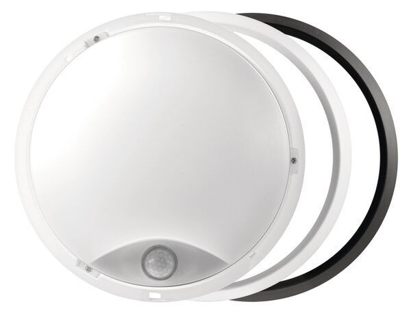 Bielečierne LED stropnínástěnné svítidlo s pohybovým čidlom Zuri 14W IP54 Farba svetla Teplá biela – LED lustre a svietidlá > LED stropné
