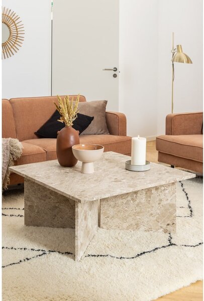 Béžový mramorový konferenčný stolík 90x90 cm Vega – Actona