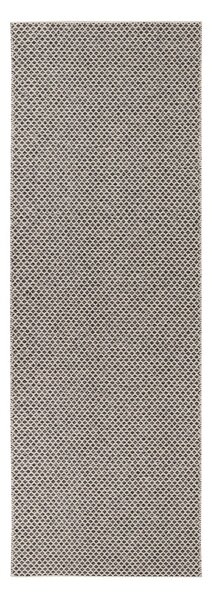 Krémovo-čierny behúň vhodný do exteriéru Narma Diby, 70 × 150 cm