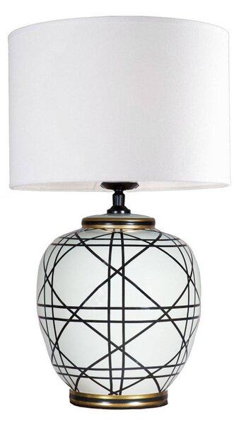 PR Home stolová lampa New York, biela, výška 61 cm, keramika, Biela / opálová, Obývacia izba / jedáleň, Textil / látka / hodváb, Stojacie svietidlo