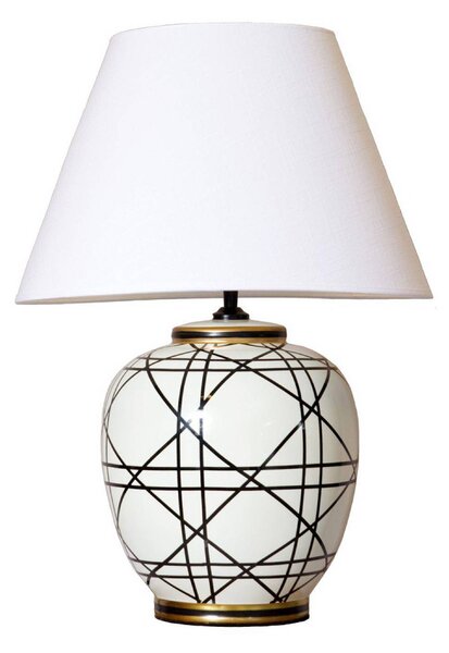 PR Home stolová lampa New York, biela, výška 60 cm, keramika, Biela / opálová, Obývacia izba / jedáleň, Textil / látka / hodváb, Stojacie svietidlo