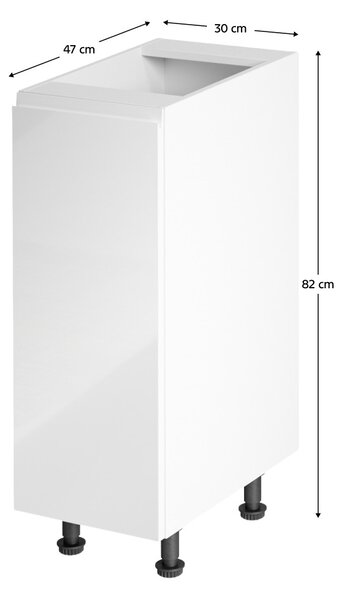 NovýNábytok.sk Dolná kuchynská skrinka D30 Aurellia (biela + biely lesk) (L). Vlastná spoľahlivá doprava až k Vám domov. 1015746
