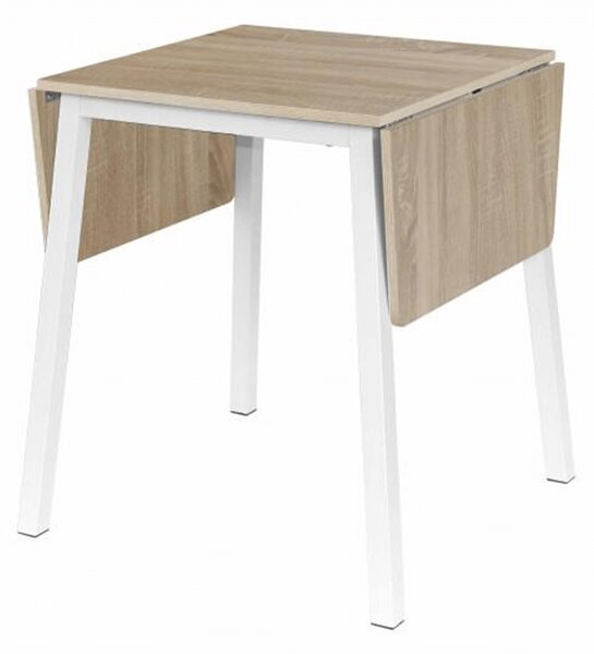 KONDELA Jedálenský stôl, MDF fóliovaná/kov, dub sonoma/biela, 60-120x60 cm, MAURO