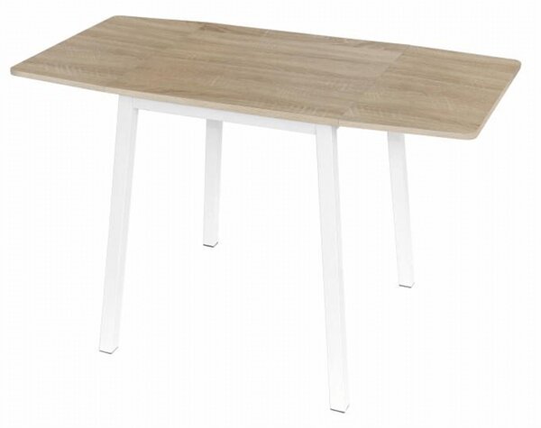 TEMPO Jedálenský stôl, MDF foliovaná/kov, dub sonoma/biela, 60-120x60 cm, MAURO