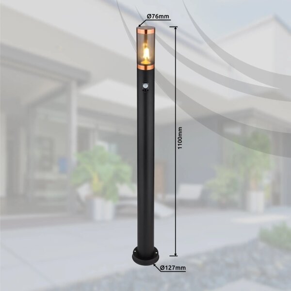 Globo 3159BCS-Von. lampa so senzorom BOSTON 1xE27/15W/230V IP44 110cm čierna/meď