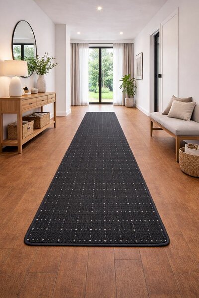 Condor Carpets , Behúň na mieru Udinese antracit, šíre 40 cm, čierna, chodba / predsieň