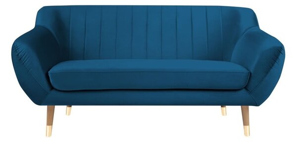 Modrá zamatová pohovka Mazzini Sofas Benito, 158 cm