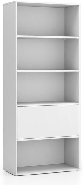 Vysoký kancelársky policový regál LAYERS, 1 box, 800 x 400 x 1905, biela